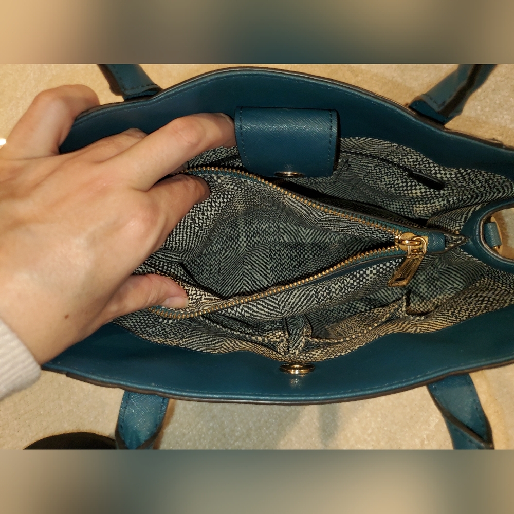 Rebecca Minkoff Amorous Satchel 2-way Teal Handbag - Picture 9 of 12